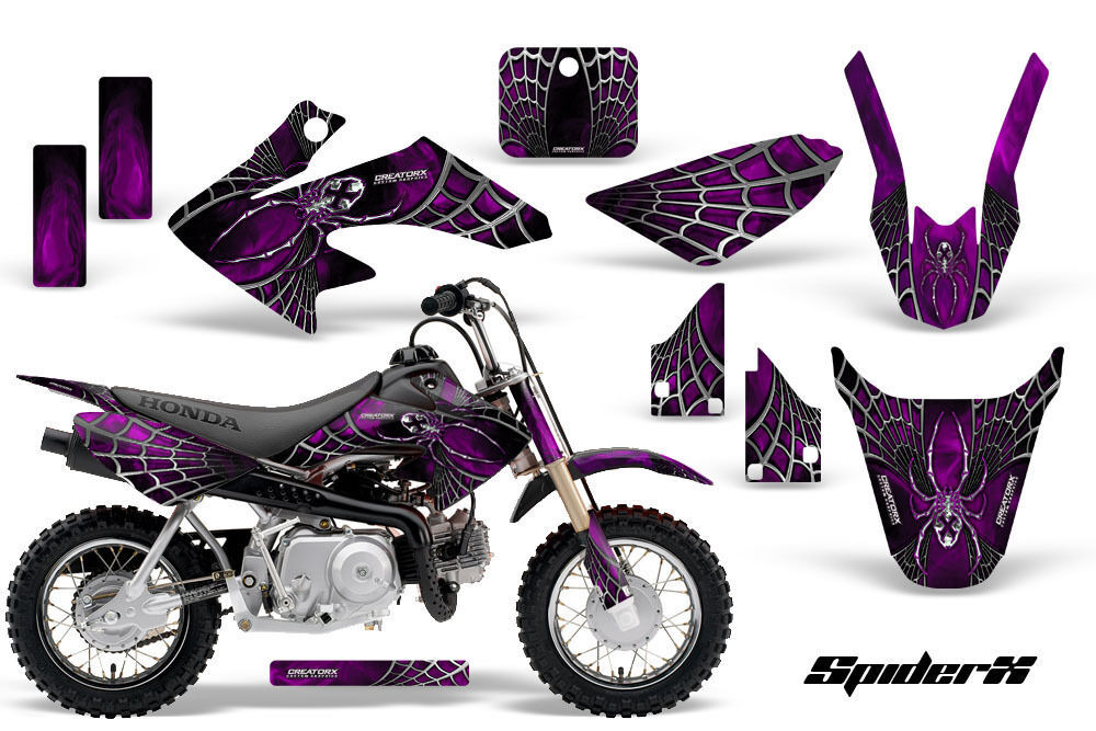 HONDA CRF 50 GRAPHICS KIT CREATORX DECALS STICKERS SPIDERX PINK - $106.70
