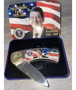 Ronald Reagan President 1981-89 Lockback Pocket Knife U.S. Flag Presenta... - $169.16 MXN