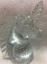 Art Glass Unicorn Paperweight Clear Controlled Bubbles Heavy 4&quot; Tall - $10.55