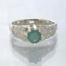 Emerald Green Beryl Handmade Silver Statement Ring size 5 Angel Flower Design 34 - £92.59 GBP