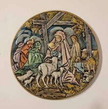 Vintage Hand Painted Art Pottery 3D Nativity Decorative 8&quot; Plate Signed ... - £25.72 GBP