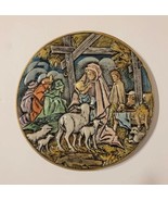 Vintage Hand Painted Art Pottery 3D Nativity Decorative 8&quot; Plate Signed ... - £25.62 GBP