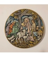 Vintage Hand Painted Art Pottery 3D Nativity Decorative 8&quot; Plate Signed ... - £24.89 GBP