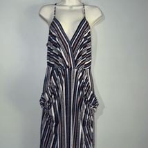 BCBGeneration Womens Striped Midi Dress Halter Slit Blue Stripe size Small - $15.78