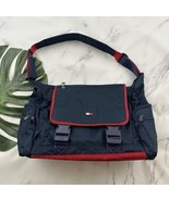 Tommy Hilfiger Vintage Y2k Shoulder Messenger Bag Navy Blue Red Buckles - $32.66
