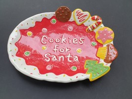 Christmas Serving Plate Platter Stoneware/Pottery Cookies for Santa Ganz - $28.49