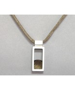 Square Smokey Quartz Stone Rectangle Pendant Sterling Silver Brown Necklace - £172.91 GBP