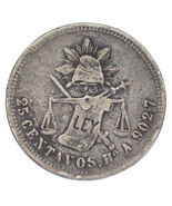 1879Ho Ein Mexico 25 Centavos Münze ( Sehr Fein, VF Zustand) Km 406.6 - $121.21