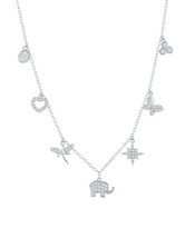 iJewelry2 Sterling Silver Clear CZ Lucky Charms Pendants Chain Necklace - £38.05 GBP