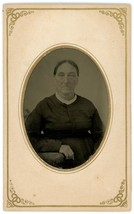 CIRCA 1800&#39;S Hand Tinted Cartouche TINTYPE Older Woman in Victorian Clothing - £12.41 GBP
