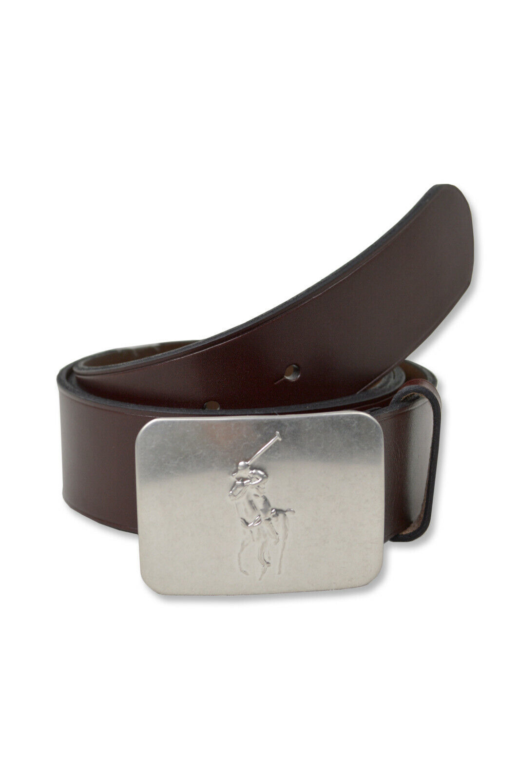 Polo Ralph Lauren Mens Dark Brown Pony Logo Plaque Leather Belt, Sz 38W 7524-6 - $64.93