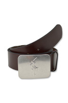 Polo Ralph Lauren Mens Dark Brown Pony Logo Plaque Leather Belt, Sz 38W ... - $64.93