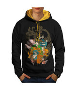 Wellcoda Fantasy Japanese Skull Mens Contrast Hoodie, Evil Casual Jumper - £31.09 GBP