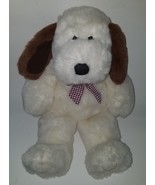 Aurora Big White Puppy Dog Plush Purple Bow Brown Ears Stuffed Animal To... - £31.02 GBP