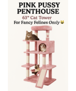 Pink Pussy Penthouse  63&quot; Cat Tower Condo Hammock &amp; Scratching Post Para... - $2,939.77 MXN