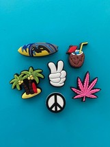6 Shoe Charm Palm Tree Surf Board Weed Leaf Plug Pin Button Compatible W... - £10.11 GBP