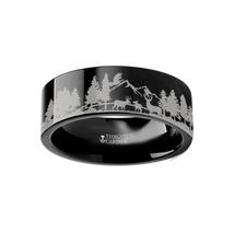 Animal Scene Reindeer Deer Stag Mountain Range Canvas Engraved Ring - 4mm - 12mm - £205.05 GBP