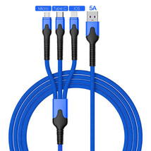 5A 3 In 1 USB To TypeC Mini USB Charger Charging Cable Universal Telephone Cable - £2.14 GBP