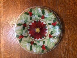 Vintage Peggy Karr Signed Fused Art Glass Poinsettia Bowl-8 1/2&quot;-VNC!! - £19.62 GBP