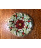 Vintage Peggy Karr Signed Fused Art Glass Poinsettia Bowl-8 1/2&quot;-VNC!! - £19.48 GBP