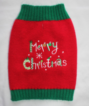 Pet Holiday Red Green Merry Christmas Dog Sweater Size S - $143.21 MXN