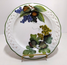 Vintage Brunelli Tiffany Plate Ceramic 7&quot; White Reticulated Grapes And F... - $20.42