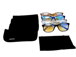 Lot of 4 Modfans Blue Light Blocking Eyeglasses W/ Soft Pouch Cases Phone/PC - £14.79 GBP