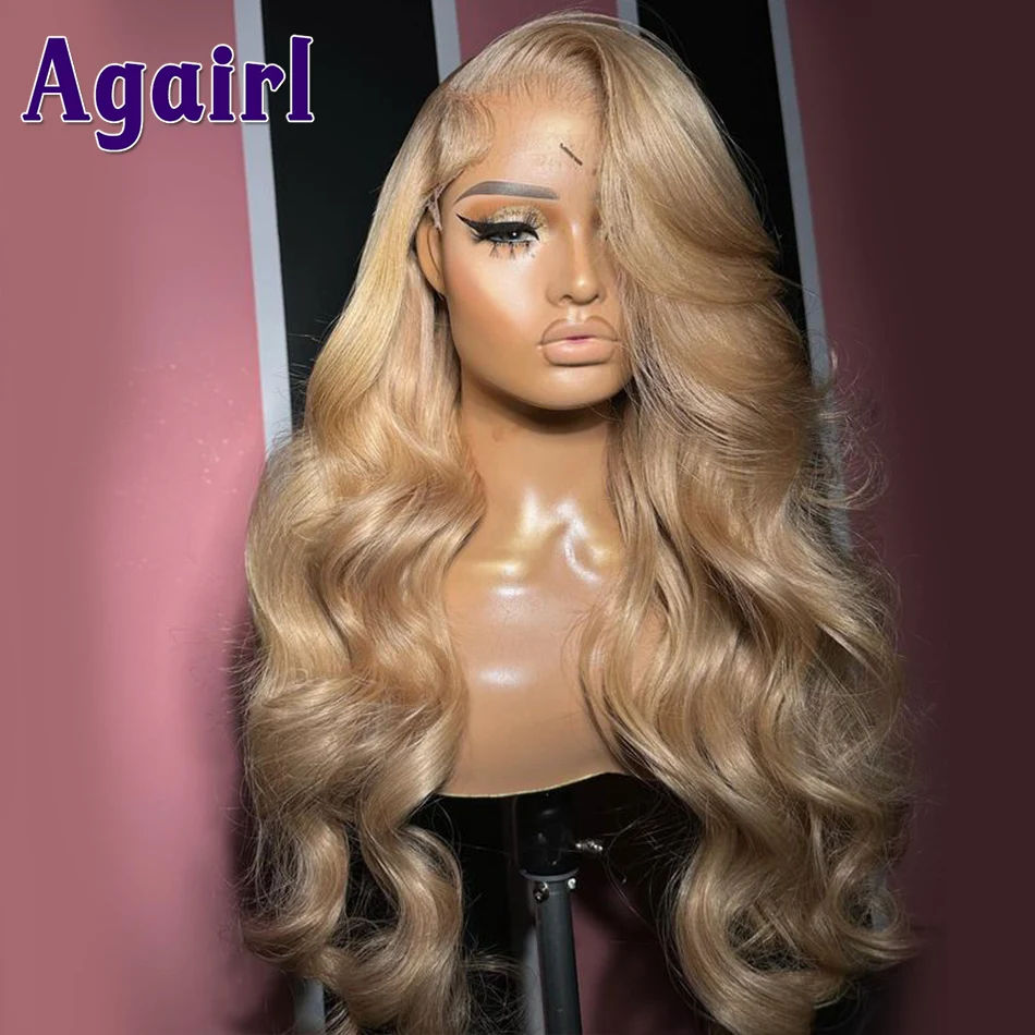 Honey Blonde 5X5 Lace Closure Wig #27 Color 13X6 Body Wave Lace Frontal Hum - £76.40 GBP+