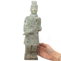 Stone Terracotta Standing Chinese China Warrior Soldier Guard Statue Ido... - $205.89 CAD
