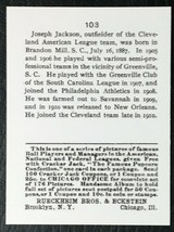 1915 Cracker Jack #103 Shoeless Joe Jackson Reprint - MINT - £1.57 GBP