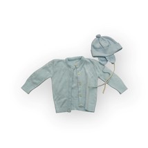 Baby Infant Bonnet Handmade Baby Blue Sweater &amp; Hat - £27.28 GBP