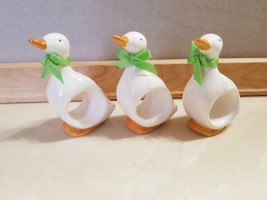 3 Ceramic White Duck Napkin Rings Ron Gordon Designs Free Shipping - £10.41 GBP