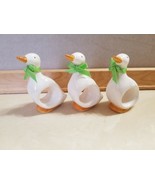 3 Ceramic White Duck Napkin Rings Ron Gordon Designs FREE SHIPPING - $12.99