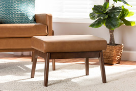 Netherlands Walnut Brown and Tan Faux Leather Effect Ottoman - $1,970.95 MXN