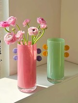 Handblown Whimsical Cylinder Vase - Unique Table Centrepiece - $125.87