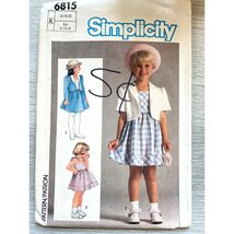 Simplicity Sewing Pattern 6815 Girl's Dress Unlined Jacket Sizes 3-5 UNCUT - $4.79