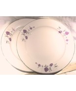 Beautiful 9.75&quot; Dinner Plates - Pink &amp; Grey Roses, Gold Rims - Set of 2 - €11,24 EUR