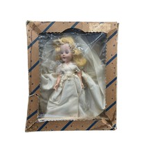Vintage Hard Plastic Blonde Bride Girl Doll Mohair Wig 1950s 10 inches - £38.90 GBP