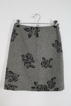 Vtg 90s Ann Taylor Loft 2P Gray Rose Floral Wool Blend Pencil Skirt - £19.42 GBP