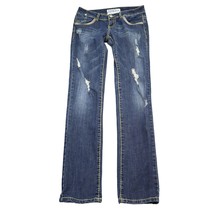 Liuces Pants Womens 9 Blue Low Rise Distressed Slim Straight Cut Casual ... - $29.68