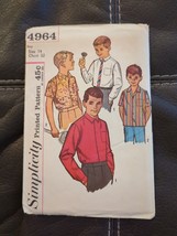Vtg 60&#39;s Simplicity Pattern 4964 Boy&#39;s Button Down Dress Sport Shirt Siz... - $8.54