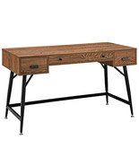 Mid-Century Industrial Rustic Writing Desk Reclaimed Wood Veneer Style 3... - $232.44 CAD