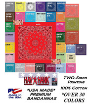 12pc USA MADE HAVAHANK PAISLEY BANDANA 2-Sided Cotton Head Neck Wrap Sca... - $44.99