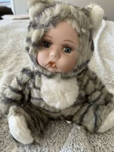 Vintage Show Stoppers Babes In The Wild Kitty Plush  Doll Porcelain Face *Rare* - $26.99