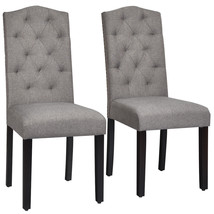 Set of 2 Tufted Dining Chair Upholstered w/ Nailhead Trim &amp; Rubber Wooden Legs - £147.25 GBP