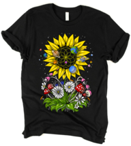 Psychedelic Sunflower Hippie Mushrooms Forest Fungi Unisex T-Shirt - £22.43 GBP