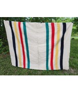 Antique HUDSON&#39;s BAY 4 POINT Wool Blanket Striped 100% England 90&quot; x 74&quot;... - £236.18 GBP