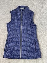 Athleta Vest Womens Medium Navy Blue Goose Down Puffer Quilted Full Zip ... - $29.69