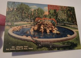 Vintage Post Card Alligator Pool San Jacinto Plaza El Paso Texas VTG - £16.37 GBP