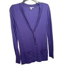 Halogen Women&#39;s Cardigan Sweater 100% Merino Wool Purple Medium M - £7.76 GBP